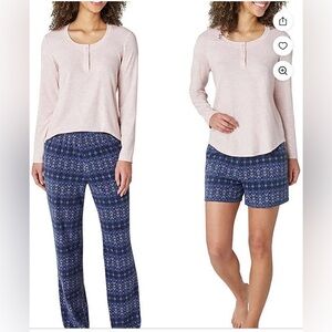 Eddie Bauer Women's 3-Piece Waffle Knit Pajama Set (Pink, Small)
